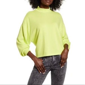 All In Favor Neon Yellow Mock Neck Sweatshirt